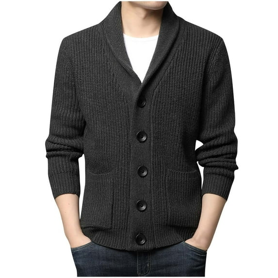 Herrnalise Mens Faux Fur Coat Winter Fashion Slim Solid Color Sweater Cardigan Single Button Casual Sweater Sweater Coat Long Trench Coat Motorcycle Jakcet