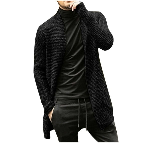 Herrnalise Mens Faux Fur Coat Winter Fashion Slim Solid Color Sweater Cardigan Single Button Casual Sweater Sweater Coat Long Trench Coat Motorcycle Jakcet