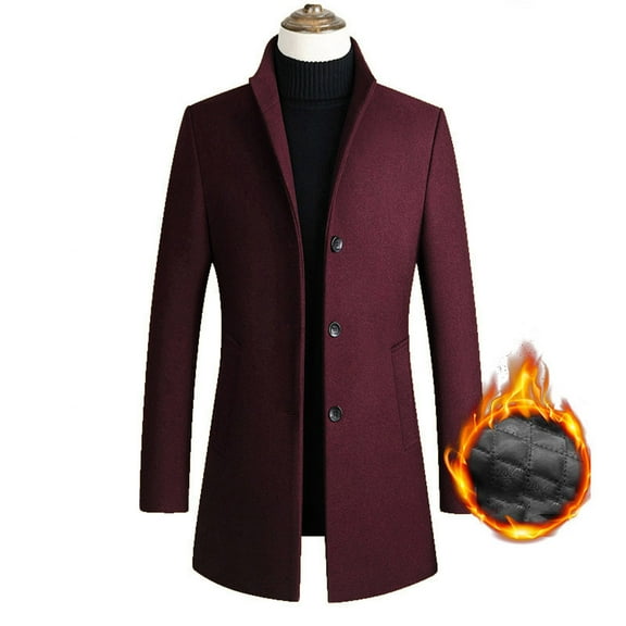 Herrnalise Mens Fuzzy Sherpa Jacket Hoodie And Winter Business Woolen Coat Fashion Double Breasted Lapel Mid Length Coat Coat Fall Outwear with Pocket