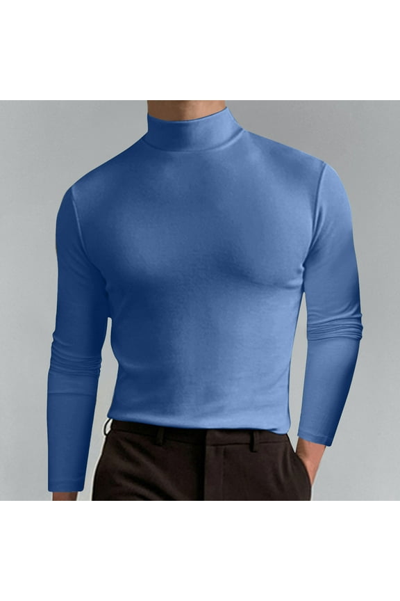 Mens Mock Neck T Shirts Pullover High Neck Turtleneck Premium Cotton Long Sleeve Sweaters For Men Valentine's Day For Him