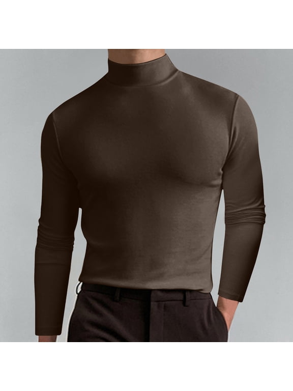 Mens Mock Neck T Shirts Pullover High Neck Turtleneck Premium Cotton Long Sleeve Sweaters For Men Valentine's Day For Him
