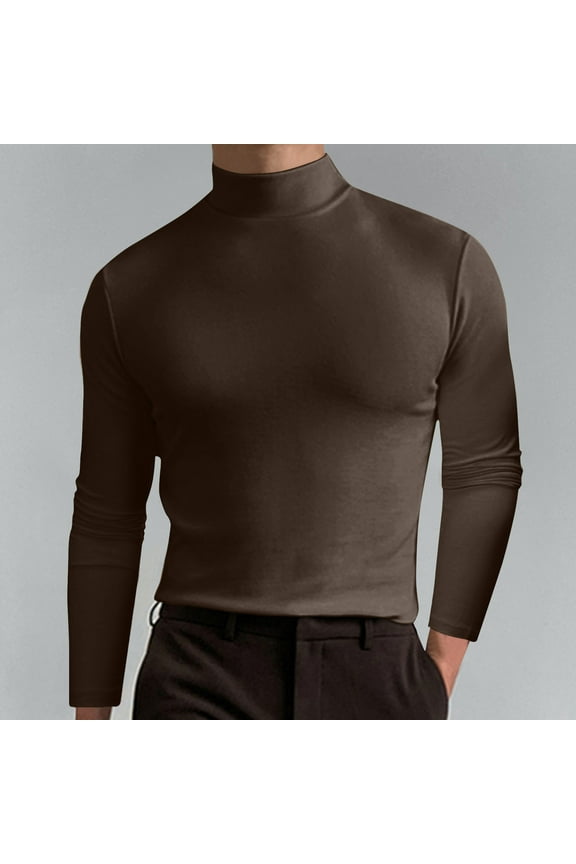 Mens Mock Neck T Shirts Pullover High Neck Turtleneck Premium Cotton Long Sleeve Sweaters For Men Valentine's Day For Him