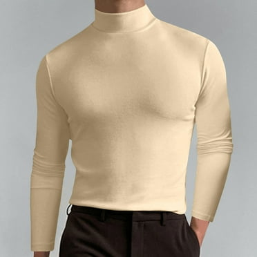 Herrnalise Mens Mock Neck T Shirts Pullover High Neck Turtleneck Premium Cotton Long Sleeve Sweaters For Men Valentine's Day For Him