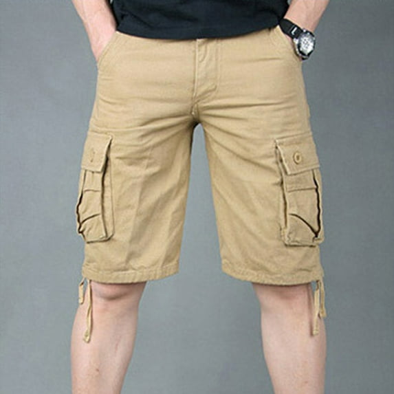 Herrnalise Mens Work Shorts 9" Work Pants for Mens Portable Phone Charge Shorts Multi Pokets Cargo Shorts Comfy Cotton blend Shorts Khaki