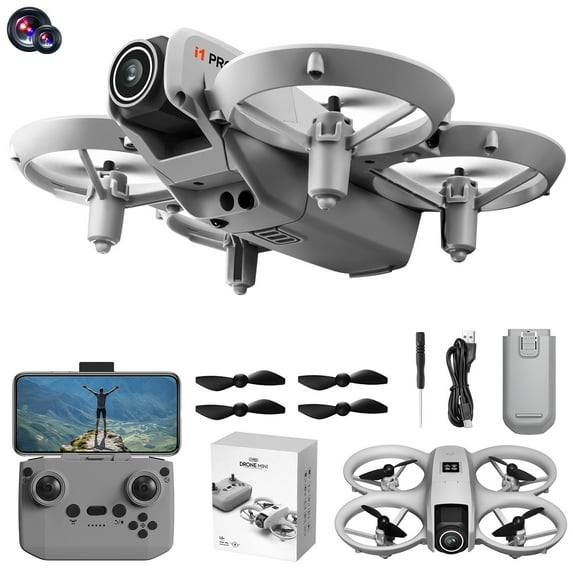 Herrnalise Mini Drone with Dual Camera And Cool Light for Adults, Self Flying Drone that Follows You, 360° Flip, Gesture Photography/video recording, Stabilized Video