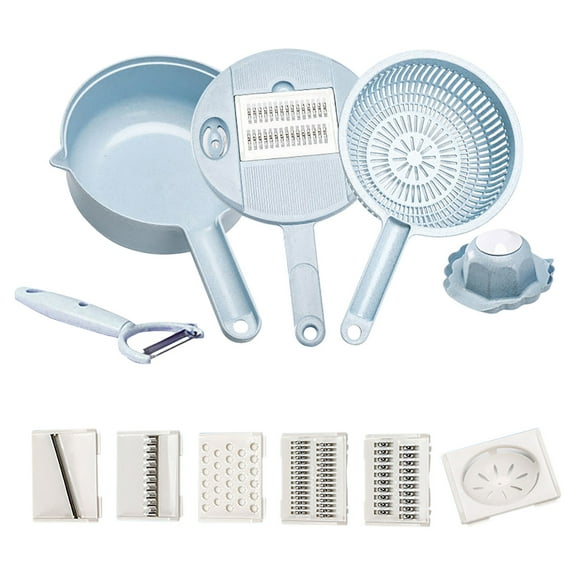 Herrnalise Multifunctional Chopper Multi-Function Potato Carrot Cucumber Mandoline Slicer Cutter Grater Shredders with Strainer/Kitchen Tools (Light Blue) Kitchen Necessities in Home Sale