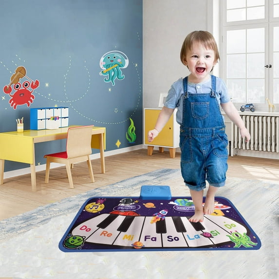 Herrnalise Musical Mat,Kids Piano Musical Keyboard Playmat with 8 Sounds,Electronic Music Touch Play Blanket Funny Early Education Toys Gifts Xmas Gift Toy for Toddlers Baby Boys Girls,Black
