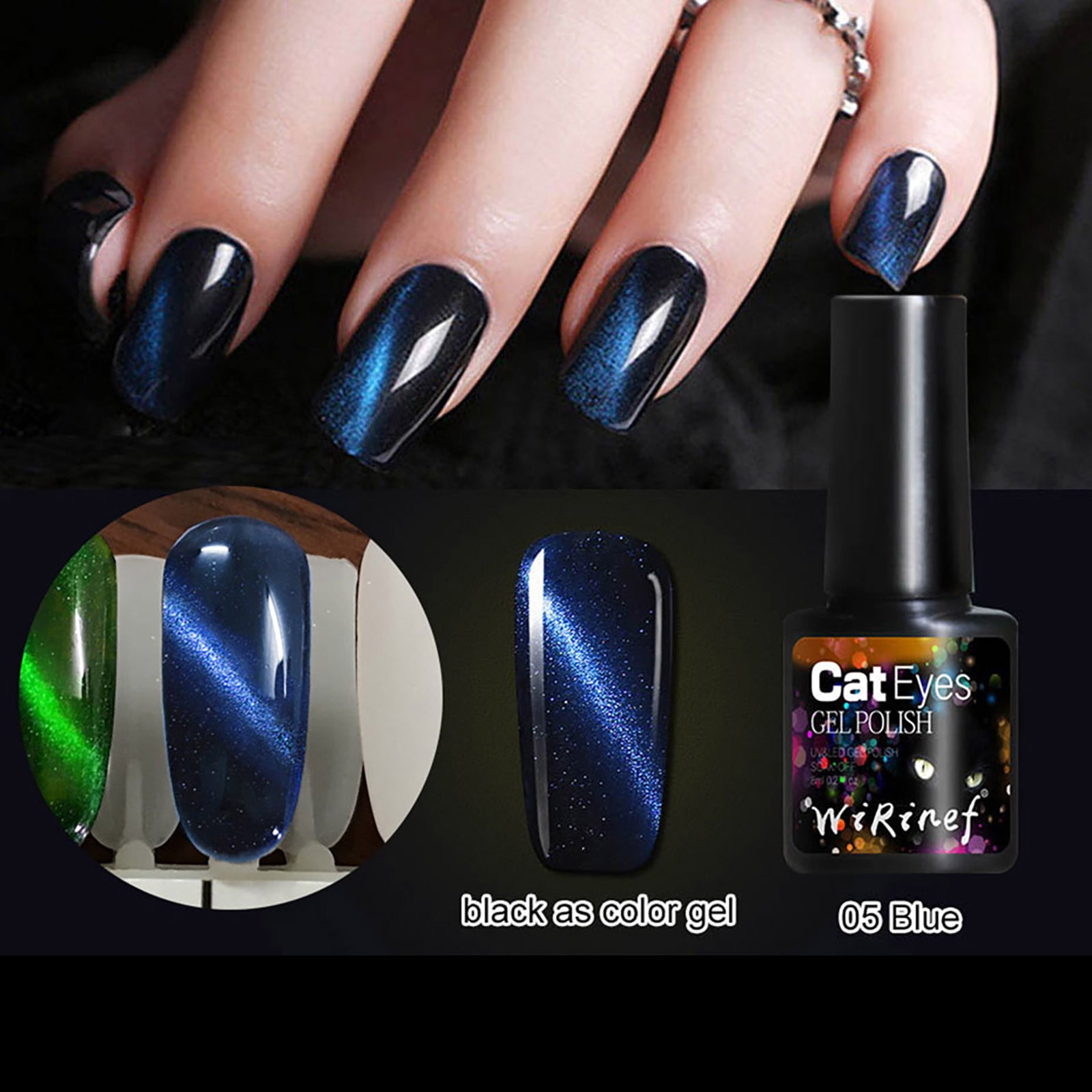 Morovan Cat-Eye Gel Nail Polish Kit 6 Colors Magnetic 9D Soak-Off UV Gel  Nail Polish Set - Walmart.com