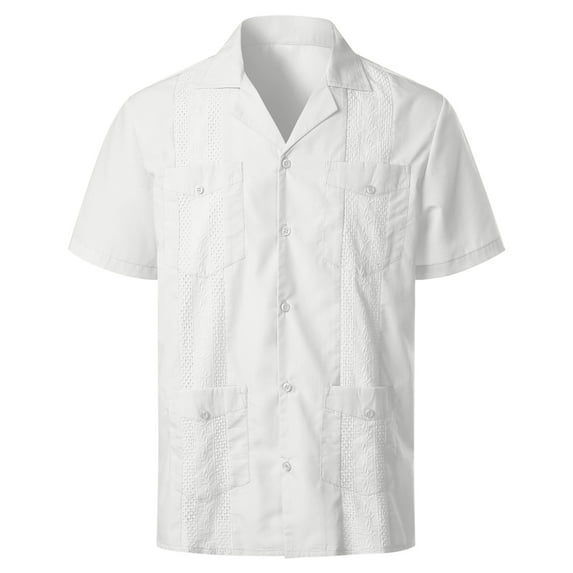 Herrnalise New Activewear Men's Cotton Linen Short Sleeve Shirts Casual Lightweight Button Down Shirts Vacation Beach Summer Tops with 4 Pockets