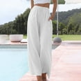 thumbnail image 1 of Herrnalise New Activewear Women's Cotton Linen Summer Palazzo Pants Flowy Wide Leg Beach Trousers with Pockets, 1 of 1