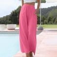 thumbnail image 1 of Herrnalise New Activewear Women's Cotton Linen Summer Palazzo Pants Flowy Wide Leg Beach Trousers with Pockets, 1 of 1