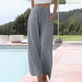 thumbnail image 1 of Herrnalise New Activewear Women's Cotton Linen Summer Palazzo Pants Flowy Wide Leg Beach Trousers with Pockets, 1 of 1