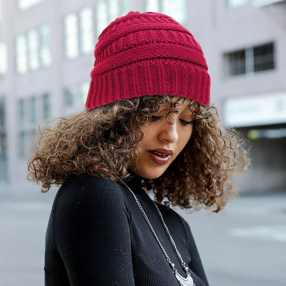 Herrnalise New Autumn And Winter Hat Ladies Protective Hairstyle Warm Wool Knitted Satin Hat