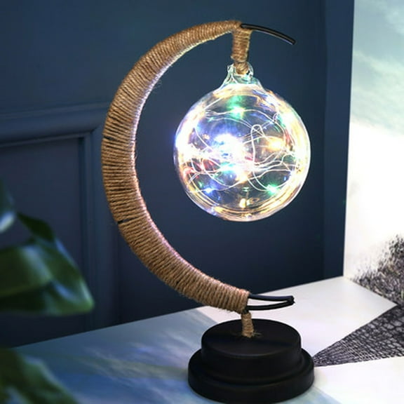 Herrnalise New Enchanted Lunar Lamp - Crescent Moon Lunar Lamp, Magical LED Decorative Moon Night Light, Handmade Wrought Iron Hanging Galaxy Lamp, Remembrance Christmas Gift for Home Decoration