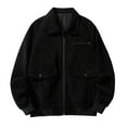 thumbnail image 1 of Holloyiver New Fashion Casual Coat Long Corduroy Lapel Coat For Men Long Sleeve Hoodless Casual Outwear & Jackets Black, 1 of 5