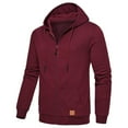thumbnail image 1 of Herrnalise New Fashion Casual Coat Plaid Hoodie Long Sleeve Warm Color Hooded Sport Zipper Cardigan Jacket Long Sleeve Hooded Casual Outwear & Jackets Burgundy, 1 of 3