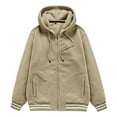 thumbnail image 1 of Herrnalise New Fashion Casual Men's Fleece Long Sleeve Hoodless Casual Outwear Khaki, 1 of 6