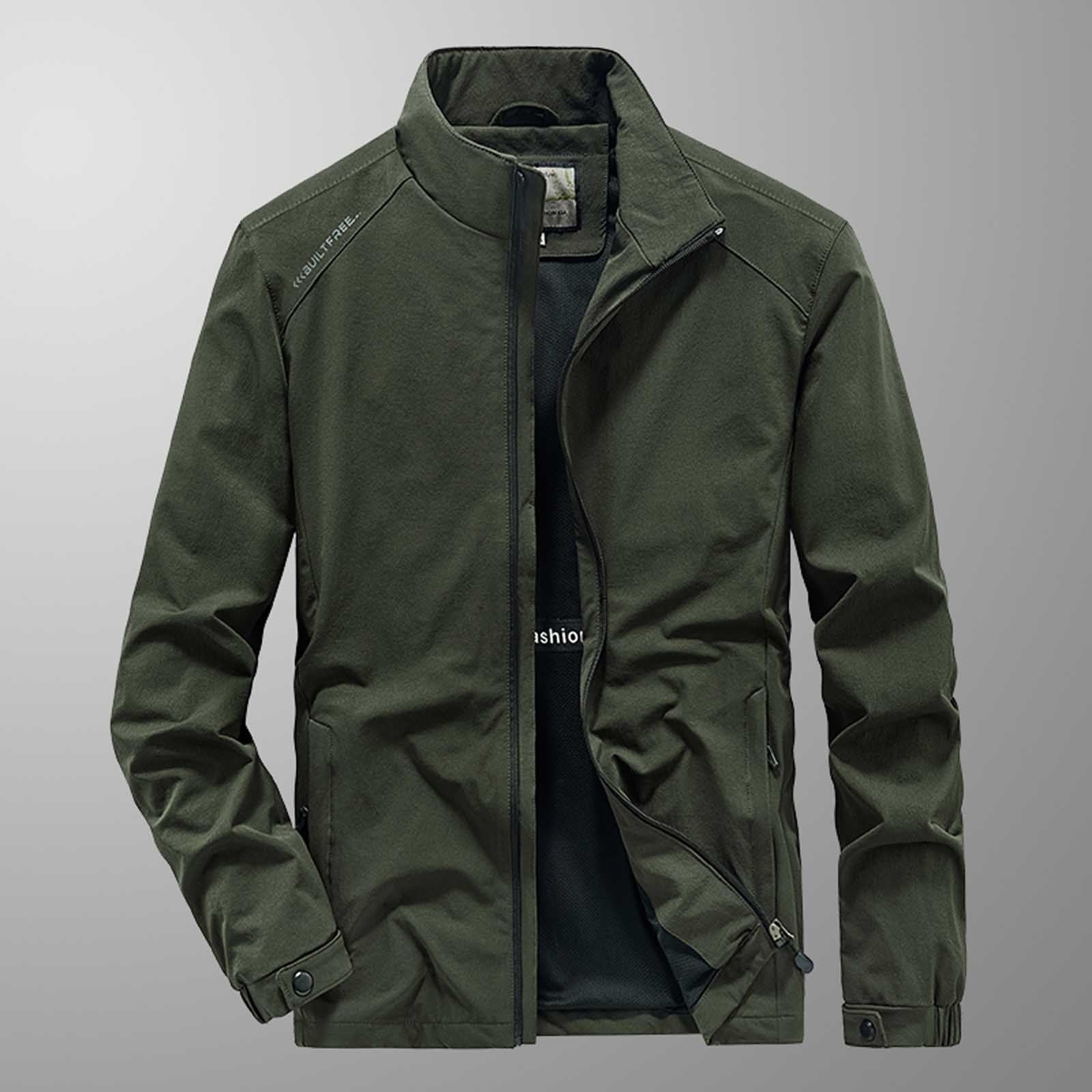Herrnalise New Men s Stand Collar Casual Stretch Jacket Outdoor Windproof Wear resistant Upper Jacket Vest Olive Green Walmart