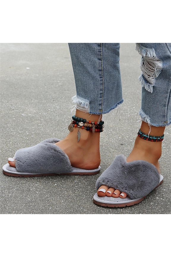 New Style Plush Slippers, Women's Home Slippers, Home Interior Plush Slippers Flash picks