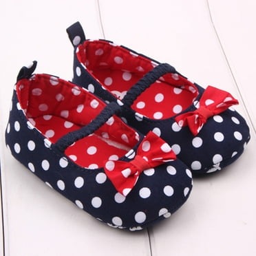 Herrnalise Newborn Baby Girls Dot Bowknot Anti-Slip First Walkers Soft Sole Shoes
