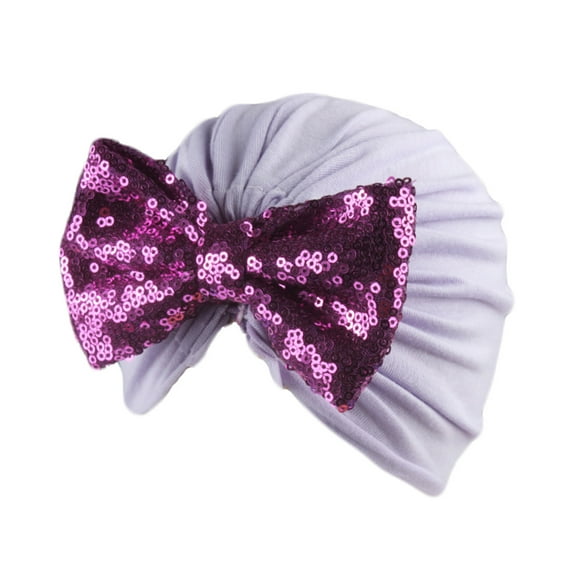 Herrnalise Newborn Baby Solid Hat Cap Beanie Paillette Bow Headband Headwear Accessories