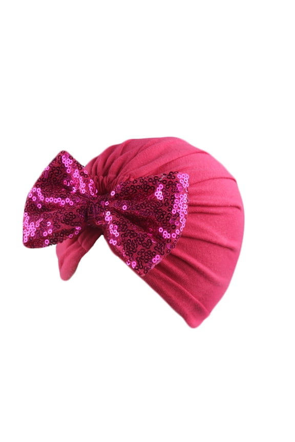 Newborn Baby Solid Hat Cap Beanie Paillette Bow Headband Headwear Accessories