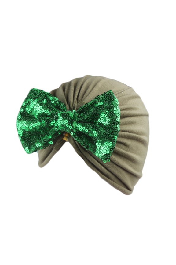 Newborn Baby Solid Hat Cap Beanie Paillette Bow Headband Headwear Accessories