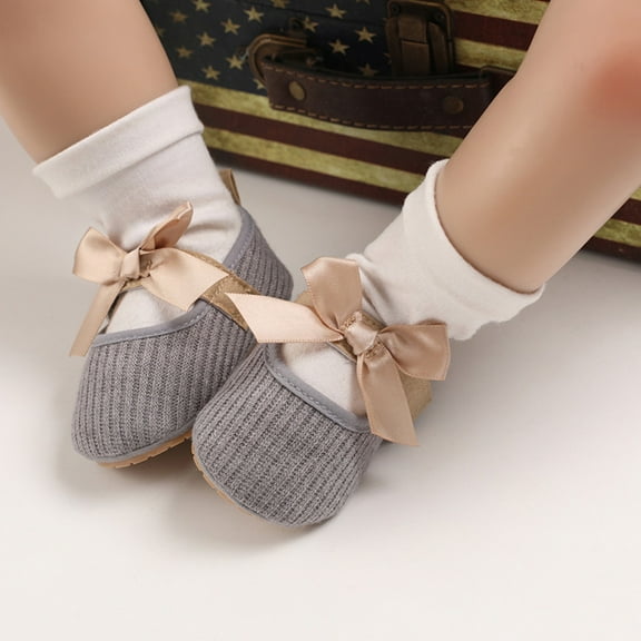 Herrnalise Newborn Baby Toddler Kids Girls Bowknot Shoe Soft First Walking Princess Shoe