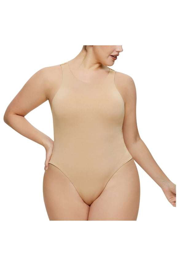 Holloyiver One Piece Body Shaper for Women Firm Tummy Compression Bodysuit Shaper with Butt Lifter Ladies Seamless Abdominal LifterHip Underwear Stretch Slimming Corset Jumpsuits Khaki
