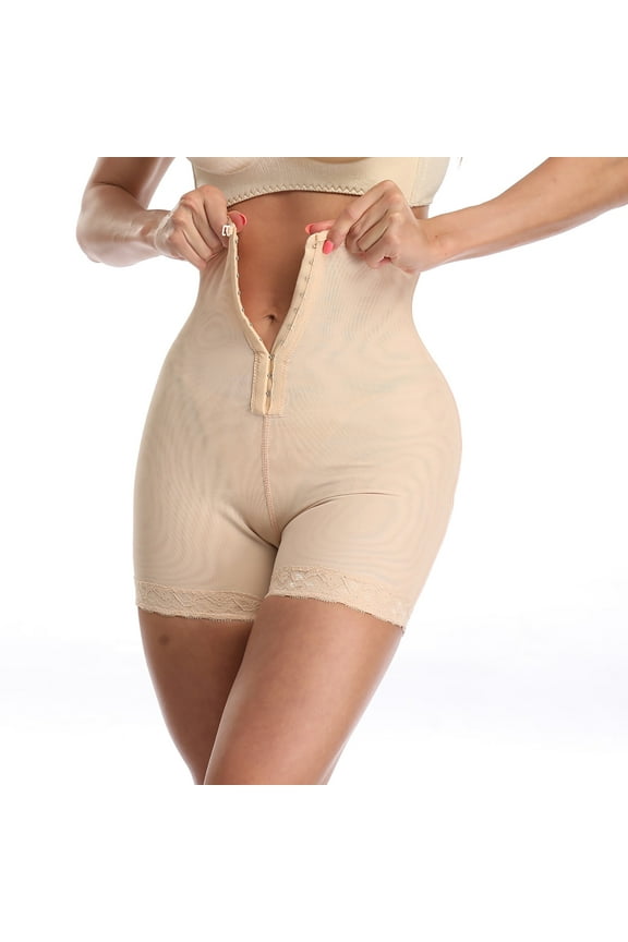 One Piece Body Shaper for Women Firm Tummy Compression Bodysuit Shaper with Butt LifterHigh Waist Alterable Button LifterHip andHip Tucks In Pants Beige