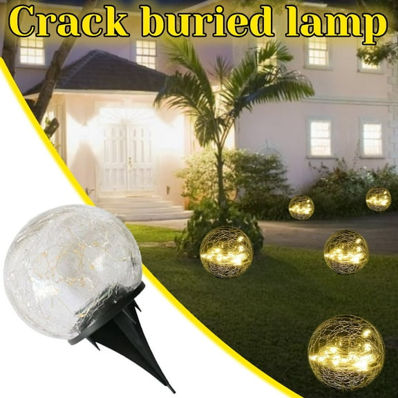 Herrnalise Outdoor Home and Garden Led Solar Lawn Light Garden Decoration Buried Outdoor Glass Ball Cracked Light