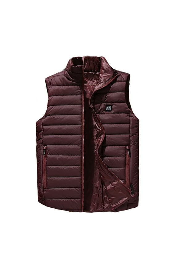 Outdoor Warm Clothing Heated For Riding Skiing Fishing Charging Via Heated Coat With Pocket Burgundy