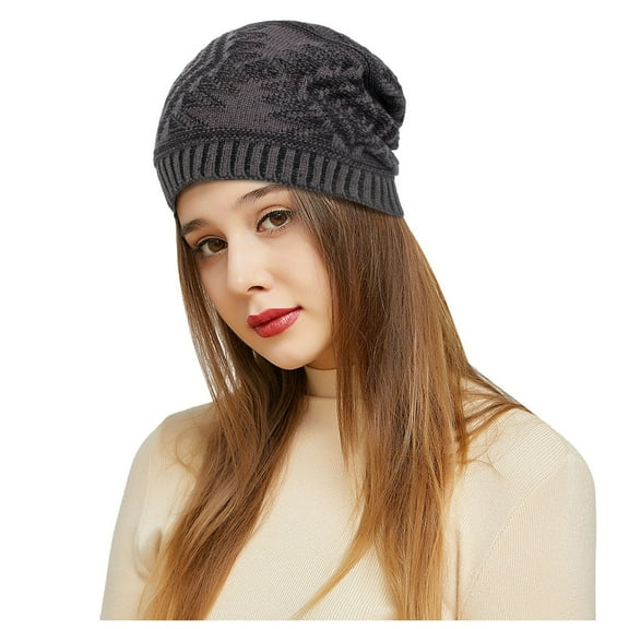 Herrnalise Outdoor Winter Adult Keep Warm Printing Hats Plush knitted Woolen Hat