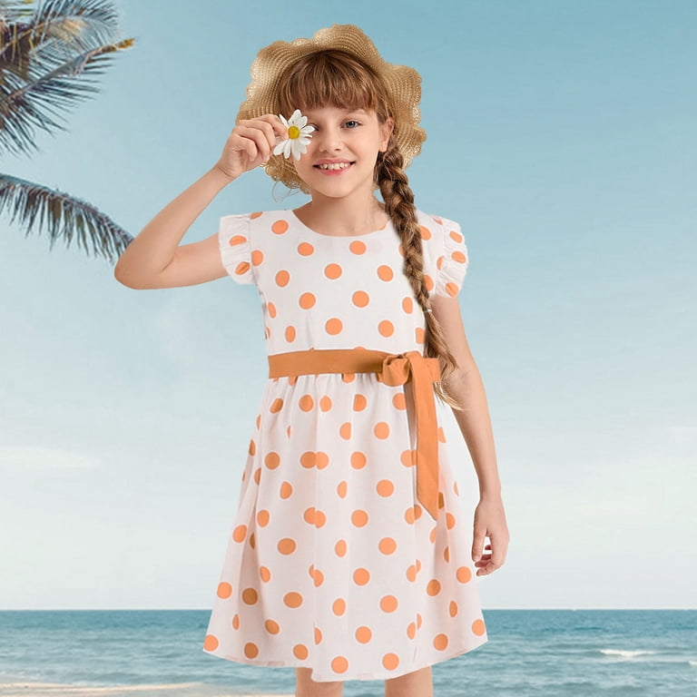 SDJMa Parent-child Summer Fashion Polka Dots Print Beach Fly Sleeve  Frenulum Dress Mother-daughter Suit Kid - Walmart.com