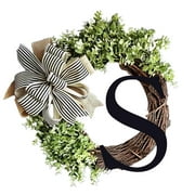 Herrnalise Personalized Last Name Year Round Front Door Wreath with Bow,Welcome Signs Creative Letter Farmhouse Wreath Decorative Hanging Plaques for Home All Seasons Outside Decor Gift S