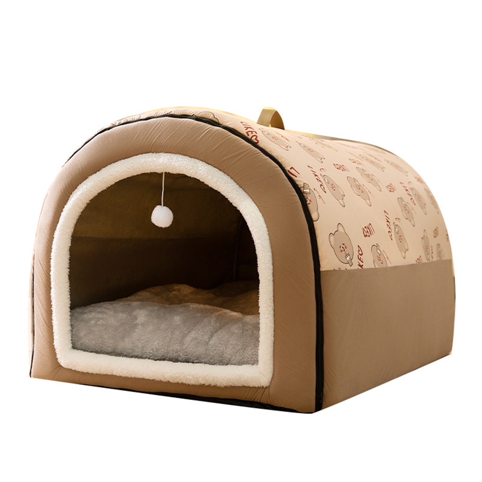 Herrnalise Pet Dog Bed for Indoor Cat Small Doggy,Portable Soft Plush Puppy House,Size S-3XL for ​Cat and Puppy,Warm Cozy PremiumCave Sleeping Nest for Cats and Dogs,Brown