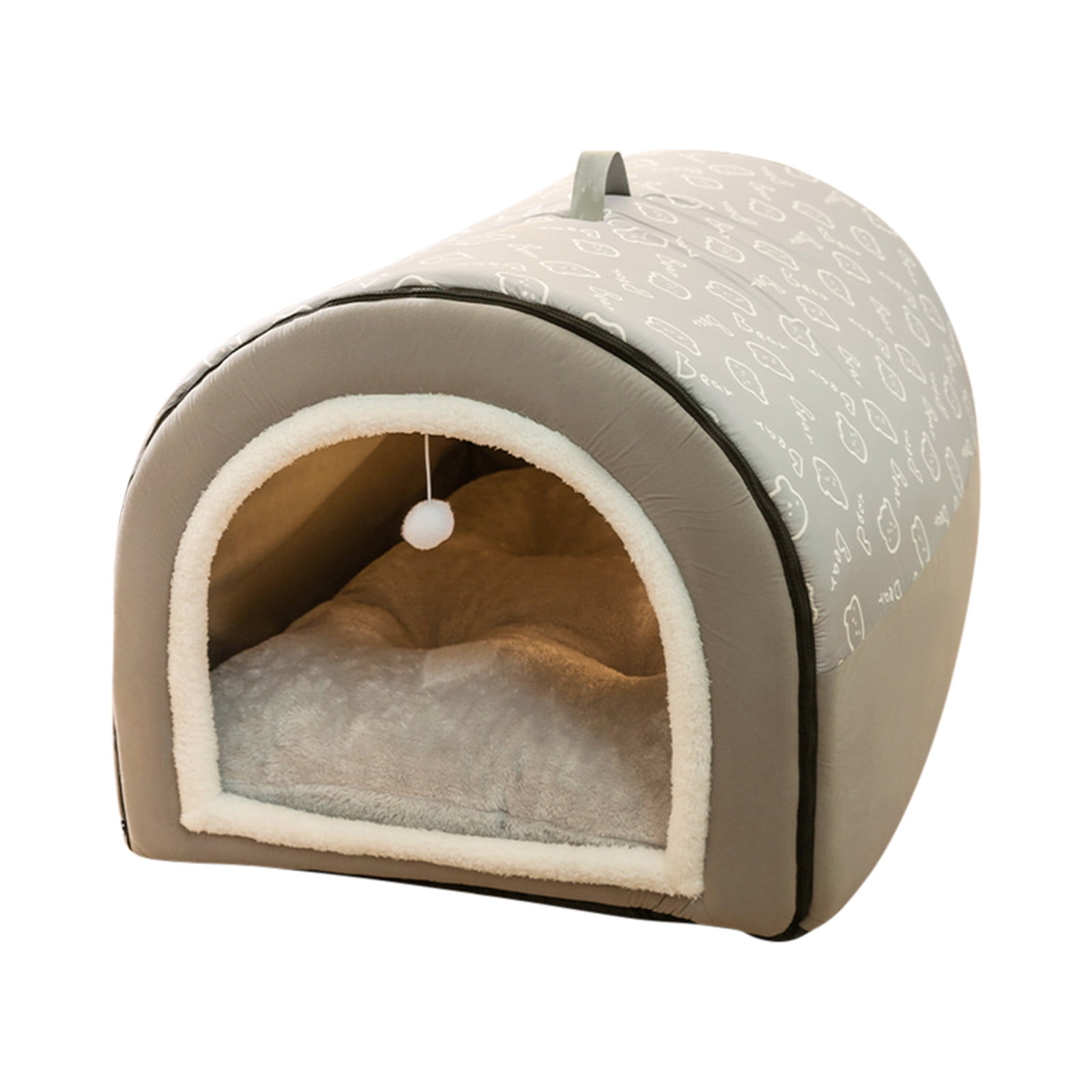 Herrnalise Pet Dog Bed for Indoor Cat Small Doggy,Portable Soft Plush Puppy House,Size S-3XL for ​Cat and Puppy,Warm Cozy PremiumCave Sleeping Nest for Cats and Dogs,Grey