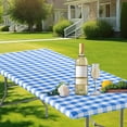thumbnail image 1 of Herrnalise Picnic Table Cover,Waterproof Windproof Rectangle Vinyl Camping Essentials Tablecloth for 6 Ft Tables,Blue-white Checkered Elastic Fitted Outdoor Picnic Table Cloth for Picnic Camping, 1 of 8