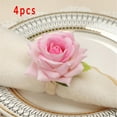 thumbnail image 1 of Herrnalise Pink Flower Napkin Rings Set of 4,Floral Napkin Rings Champagne Rose Napkin Holder Handicraft Flower Napkin Rings Wedding Table Decoration for Wedding Banquet Birthday Party, 1 of 8