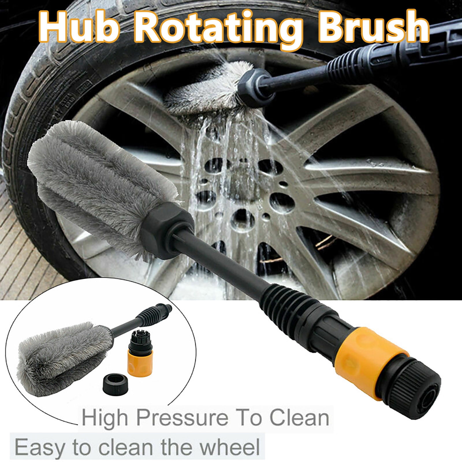 Herrnalise Professional Long Handle Wheel Brush Kit for Cleaning Wheel