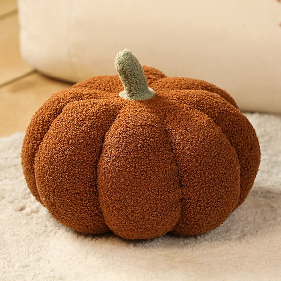 Herrnalise Pumpkin Pillows,7.87" 3D Pumpkin Shaped Plush Throw Pillow Room Decoration,Soft Fluffy Pumpkin Pillow Fall Decor for Living Room Halloween Thanksgiving Pillows Home Decor,Brown