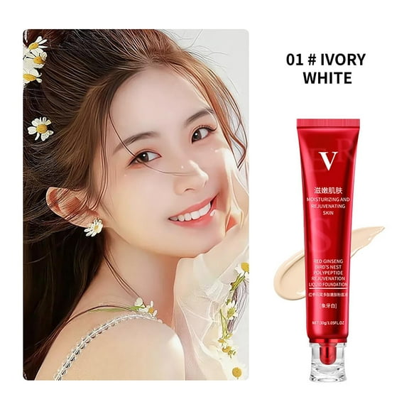 SDJMa Red Ginseng Bird's Polypeptide Skin Nourishing Foundation Long-lasting Moisturizing Foundation Makeup on Sale Clearance