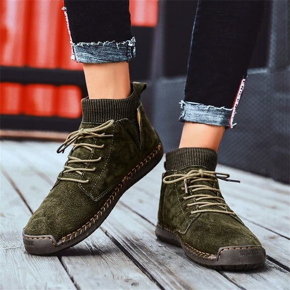 Herrnalise Retro Combat Boots Men's Casual Shoes Breathable Socks Locomotive Tooling Shoe,Clearance