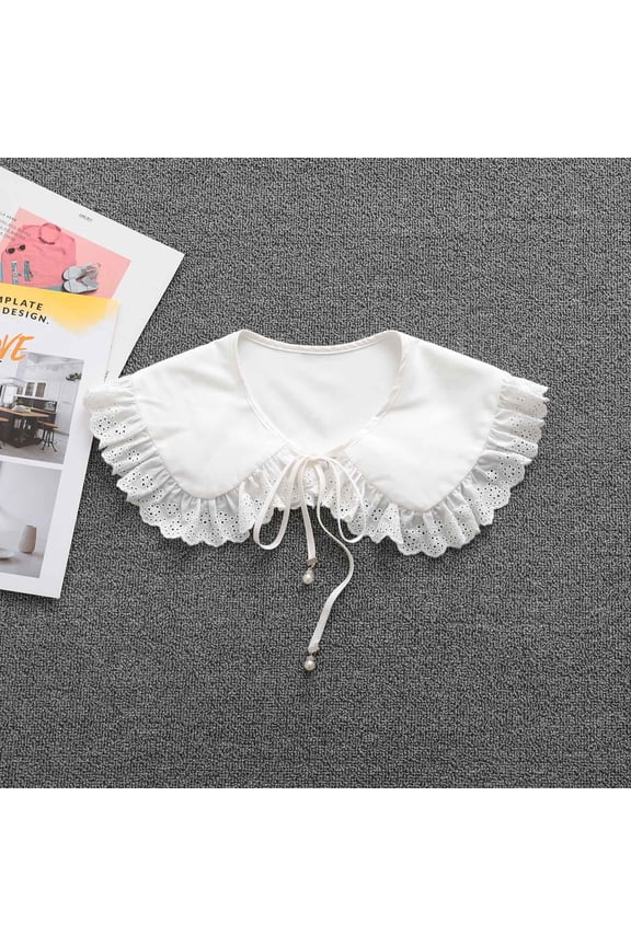 Retro Women Fake Solid Color Fake False Lapel Neck Collar Blouse Pan Collar