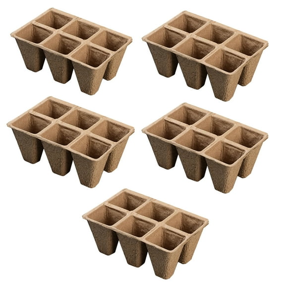 Herrnalise Seed Starter Tray Kit, Peat Pots for Seedlings Packs of 5x6 Cell Organic Biodegradable Plant Starter Trays for Vegetable & Flower, Indoor/Outdoor,