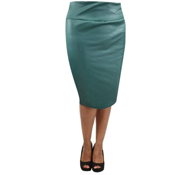 Herrnalise Sexy Womens Skirt Fashion Leather Skirt Solid Color Elegant Knee Length Skirt