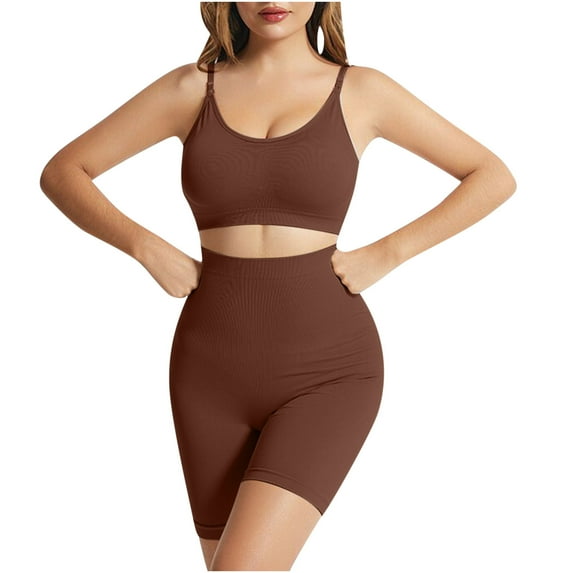 Herrnalise Shapewear for Women Plus Size Large SportsHoop Free Underwear French Fitness Yoga Gathering Sling BraHigh Waist Boxer Suit Coffee Mothers Day Gifts
