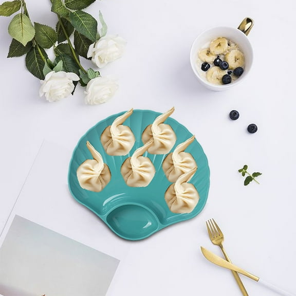 Herrnalise Shell Shape Dessert Plates 6 Inch, Small Plates for Appetizers, Reusable Plastic Wedding Cake Plates, Snack Salad Party Serving Plate for Travel Camping Picnic,Green