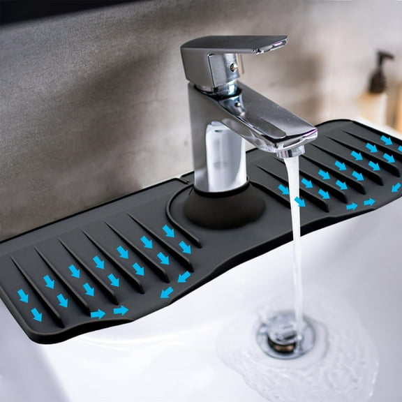 Herrnalise Silicone Faucet Mat, Kitchen Faucet Drip Catcher Faucet Absorbent Mat,Sink Water Splash Guard for Kitchen and Bathroom