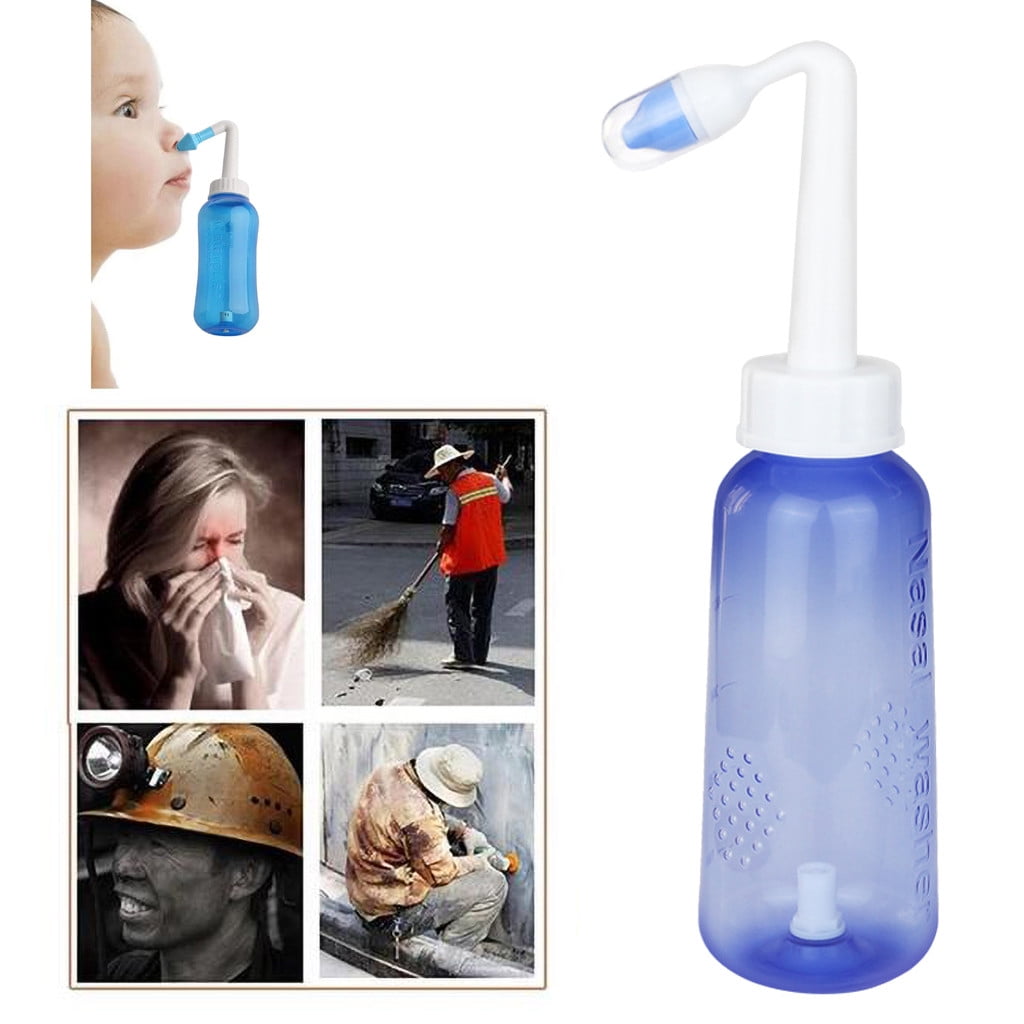 Herrnalise Sinus Rinse Bottle Nose Wash Cleaner Pressure Rinse Nasal Irrigation for Adult & Kid BPA Free 500 ML (Blue) Make up Asserories